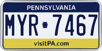 PA license plate MYR7467