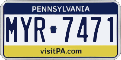 PA license plate MYR7471