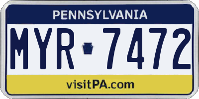PA license plate MYR7472