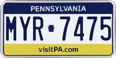PA license plate MYR7475