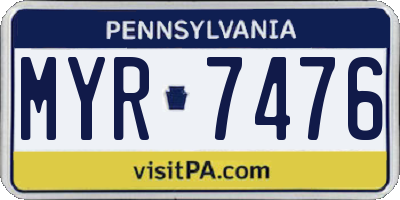 PA license plate MYR7476