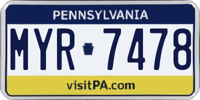 PA license plate MYR7478