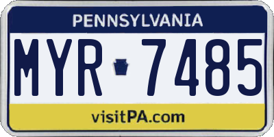 PA license plate MYR7485