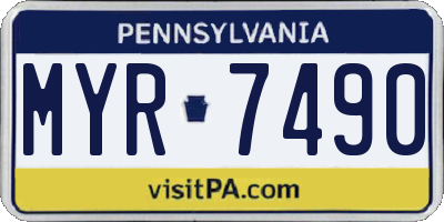 PA license plate MYR7490
