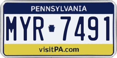 PA license plate MYR7491