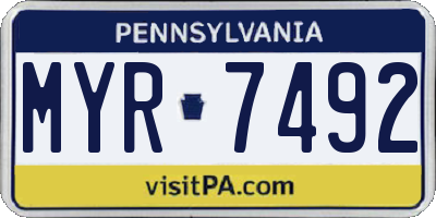 PA license plate MYR7492