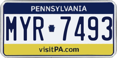 PA license plate MYR7493