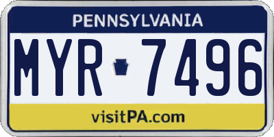 PA license plate MYR7496