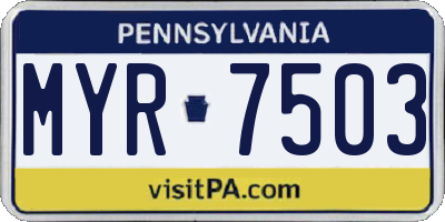 PA license plate MYR7503