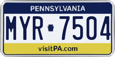 PA license plate MYR7504