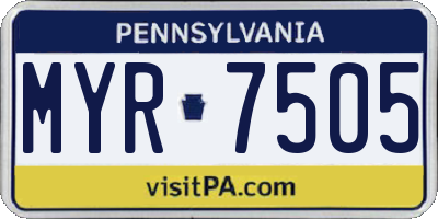 PA license plate MYR7505