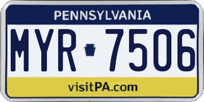 PA license plate MYR7506