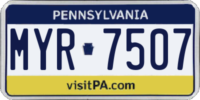PA license plate MYR7507