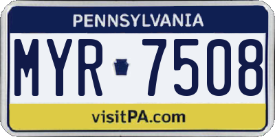 PA license plate MYR7508