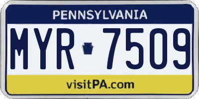 PA license plate MYR7509