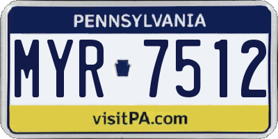 PA license plate MYR7512