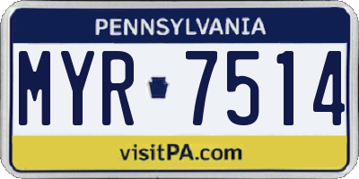 PA license plate MYR7514