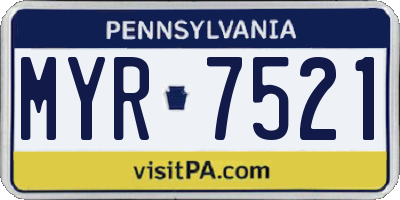 PA license plate MYR7521