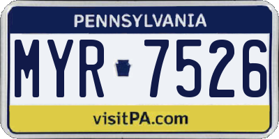 PA license plate MYR7526
