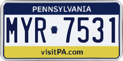 PA license plate MYR7531