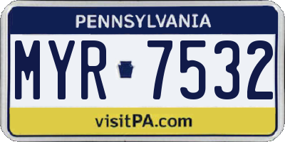 PA license plate MYR7532