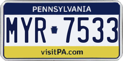 PA license plate MYR7533