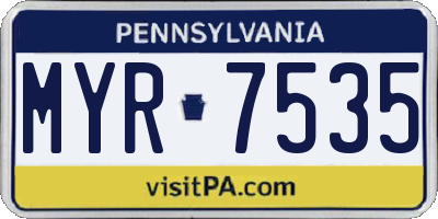 PA license plate MYR7535
