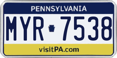 PA license plate MYR7538