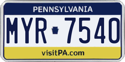 PA license plate MYR7540