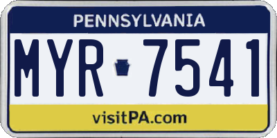 PA license plate MYR7541