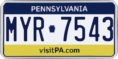 PA license plate MYR7543