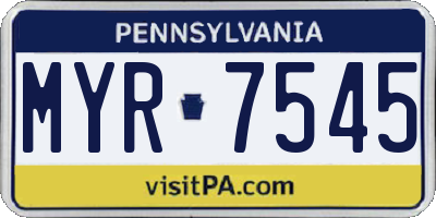 PA license plate MYR7545