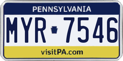 PA license plate MYR7546