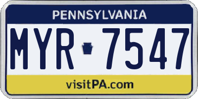 PA license plate MYR7547