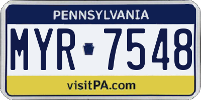 PA license plate MYR7548