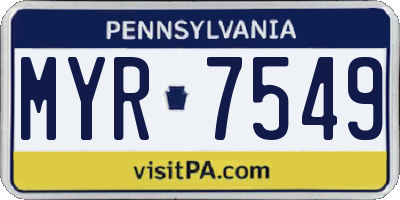 PA license plate MYR7549