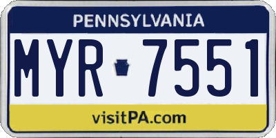 PA license plate MYR7551
