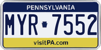 PA license plate MYR7552