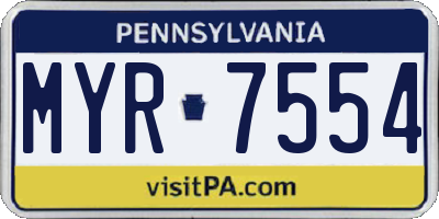 PA license plate MYR7554