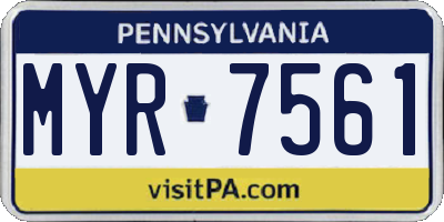 PA license plate MYR7561