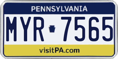 PA license plate MYR7565
