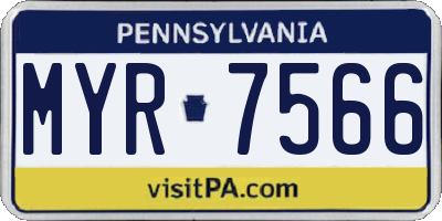 PA license plate MYR7566
