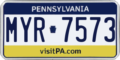 PA license plate MYR7573