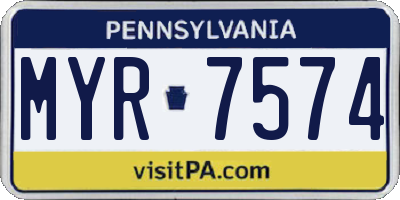 PA license plate MYR7574