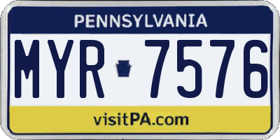 PA license plate MYR7576