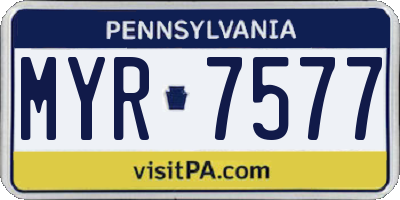 PA license plate MYR7577