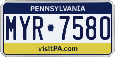PA license plate MYR7580