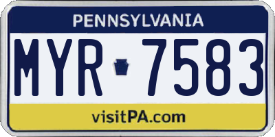 PA license plate MYR7583