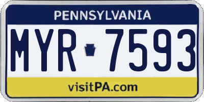 PA license plate MYR7593
