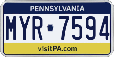 PA license plate MYR7594